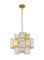 Luminosity Designs Ltd - Bardot 45cm Round Pendant/Semi Flush Faux Alabaster & Metal Panel Art Deco Style Light, 7 x E14, 1m Chain - Luminosity Designs Ltd