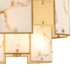 Luminosity Designs Ltd - Bardot 45cm Round Pendant/Semi Flush Faux Alabaster & Metal Panel Art Deco Style Light, 7 x E14, 1m Chain - Luminosity Designs Ltd