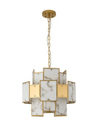 Luminosity Designs Ltd - Bardot 45cm Round Pendant/Semi Flush Faux Alabaster & Metal Panel Art Deco Style Light, 7 x E14, 1m Chain - Luminosity Designs Ltd