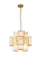 Luminosity Designs Ltd - Bardot 45cm Round Pendant/Semi Flush Faux Alabaster & Metal Panel Art Deco Style Light, 7 x E14, 1m Chain - Luminosity Designs Ltd