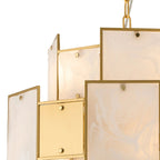 Luminosity Designs Ltd - Bardot 45cm Round Pendant/Semi Flush Faux Alabaster & Metal Panel Art Deco Style Light, 7 x E14, 1m Chain - Luminosity Designs Ltd