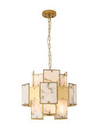 Luminosity Designs Ltd - Bardot 45cm Round Pendant/Semi Flush Faux Alabaster & Metal Panel Art Deco Style Light, 7 x E14, 1m Chain - Luminosity Designs Ltd