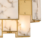 Luminosity Designs Ltd - Bardot 45cm Round Pendant/Semi Flush Faux Alabaster & Metal Panel Art Deco Style Light, 7 x E14, 1m Chain - Luminosity Designs Ltd