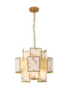 Luminosity Designs Ltd - Bardot 45cm Round Pendant/Semi Flush Faux Alabaster & Metal Panel Art Deco Style Light, 7 x E14, 1m Chain - Luminosity Designs Ltd