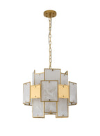Luminosity Designs Ltd - Bardot 45cm Round Pendant/Semi Flush Faux Alabaster & Metal Panel Art Deco Style Light, 7 x E14, 1m Chain - Luminosity Designs Ltd