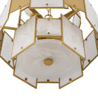 Luminosity Designs Ltd - Bardot 45cm Round Pendant/Semi Flush Faux Alabaster & Metal Panel Art Deco Style Light, 7 x E14, 1m Chain - Luminosity Designs Ltd