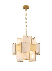 Luminosity Designs Ltd - Bardot 45cm Round Pendant/Semi Flush Faux Alabaster & Metal Panel Art Deco Style Light, 7 x E14, 1m Chain - Luminosity Designs Ltd