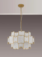 Luminosity Designs Ltd - Bardot 59cm Round Pendant/Semi Flush Faux Alabaster Art Deco Style Light, 12 x E14, 1.5m Chain - Luminosity Designs Ltd