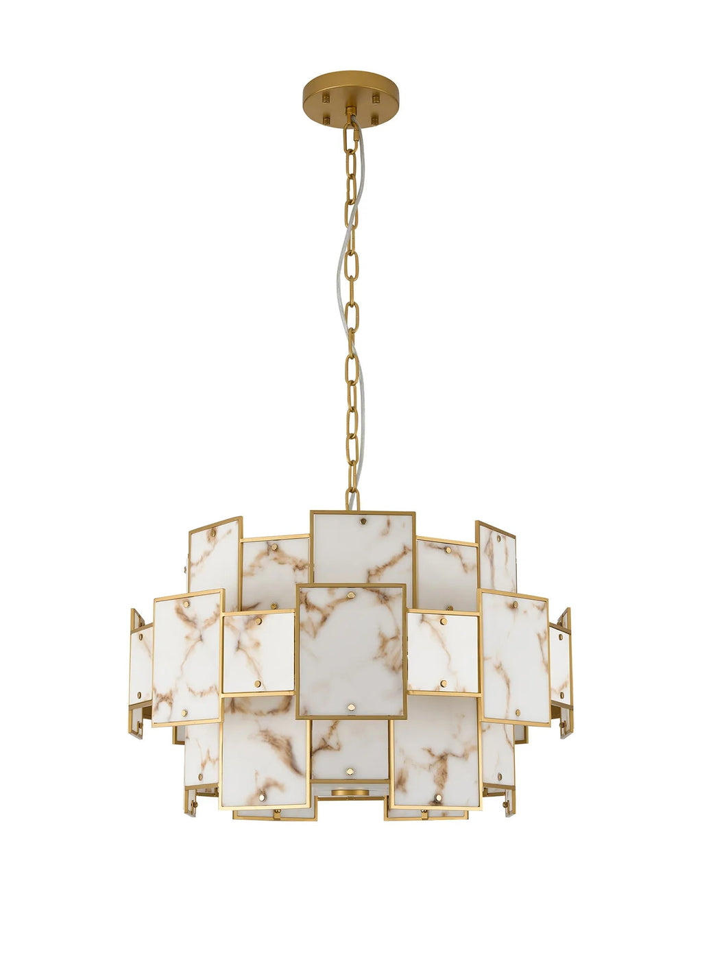 Luminosity Designs Ltd - Bardot 59cm Round Pendant/Semi Flush Faux Alabaster Art Deco Style Light, 12 x E14, 1.5m Chain - Luminosity Designs Ltd