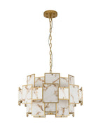 Luminosity Designs Ltd - Bardot 59cm Round Pendant/Semi Flush Faux Alabaster Art Deco Style Light, 12 x E14, 1.5m Chain - Luminosity Designs Ltd