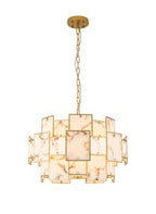 Luminosity Designs Ltd - Bardot 59cm Round Pendant/Semi Flush Faux Alabaster Art Deco Style Light, 12 x E14, 1.5m Chain - Luminosity Designs Ltd