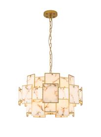 Luminosity Designs Ltd - Bardot 59cm Round Pendant/Semi Flush Faux Alabaster Art Deco Style Light, 12 x E14, 1.5m Chain - Luminosity Designs Ltd