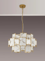Luminosity Designs Ltd - Bardot 59cm Round Pendant/Semi Flush Faux Alabaster Art Deco Style Light, 12 x E14, 1.5m Chain - Luminosity Designs Ltd