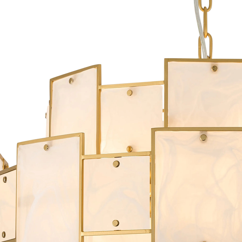 Luminosity Designs Ltd - Bardot 59cm Round Pendant/Semi Flush Faux Alabaster Art Deco Style Light, 12 x E14, 1.5m Chain - Luminosity Designs Ltd