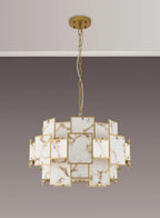 Luminosity Designs Ltd - Bardot 59cm Round Pendant/Semi Flush Faux Alabaster Art Deco Style Light, 12 x E14, 1.5m Chain - Luminosity Designs Ltd