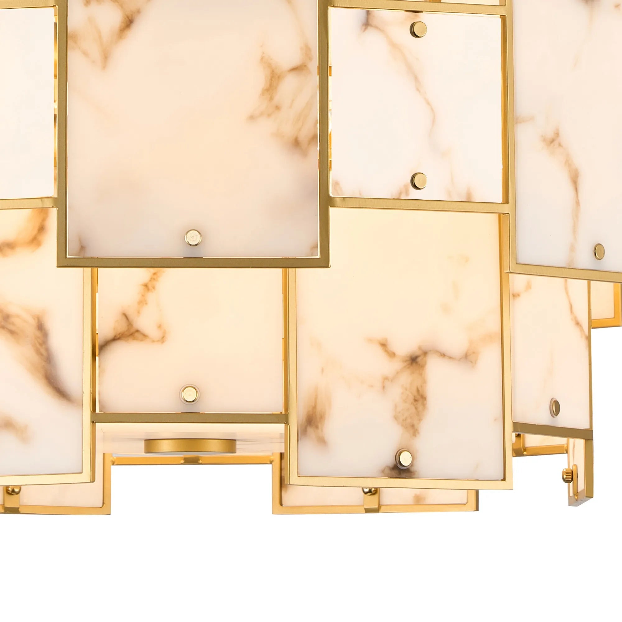 Luminosity Designs Ltd - Bardot 59cm Round Pendant/Semi Flush Faux Alabaster Art Deco Style Light, 12 x E14, 1.5m Chain - Luminosity Designs Ltd