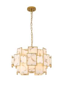 Luminosity Designs Ltd - Bardot 59cm Round Pendant/Semi Flush Faux Alabaster Art Deco Style Light, 12 x E14, 1.5m Chain - Luminosity Designs Ltd