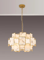 Luminosity Designs Ltd - Bardot 59cm Round Pendant/Semi Flush Faux Alabaster Art Deco Style Light, 12 x E14, 1.5m Chain - Luminosity Designs Ltd