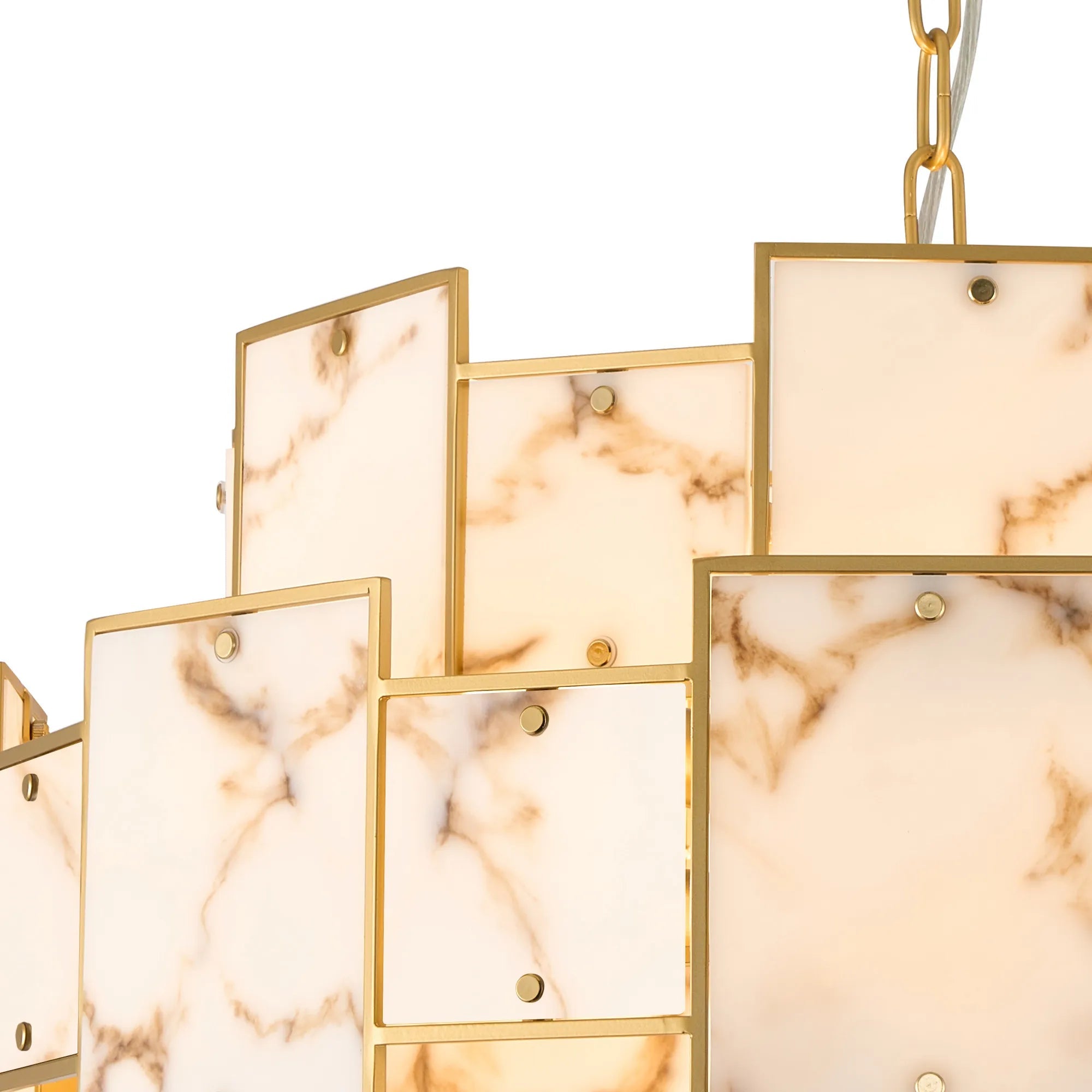 Luminosity Designs Ltd - Bardot 59cm Round Pendant/Semi Flush Faux Alabaster Art Deco Style Light, 12 x E14, 1.5m Chain - Luminosity Designs Ltd