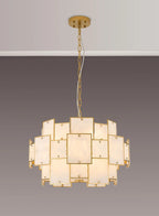 Luminosity Designs Ltd - Bardot 59cm Round Pendant/Semi Flush Faux Alabaster Art Deco Style Light, 12 x E14, 1.5m Chain - Luminosity Designs Ltd