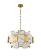 Luminosity Designs Ltd - Bardot 59cm Round Pendant/Semi Flush Faux Alabaster With Metal Panel Art Deco Style Light, 12 x E14, 1.5m Chain - Luminosity Designs Ltd