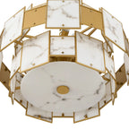 Luminosity Designs Ltd - Bardot 59cm Round Pendant/Semi Flush Faux Alabaster With Metal Panel Art Deco Style Light, 12 x E14, 1.5m Chain - Luminosity Designs Ltd