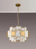 Luminosity Designs Ltd - Bardot 59cm Round Pendant/Semi Flush Faux Alabaster With Metal Panel Art Deco Style Light, 12 x E14, 1.5m Chain - Luminosity Designs Ltd