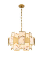 Luminosity Designs Ltd - Bardot 59cm Round Pendant/Semi Flush Faux Alabaster With Metal Panel Art Deco Style Light, 12 x E14, 1.5m Chain - Luminosity Designs Ltd
