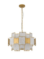 Luminosity Designs Ltd - Bardot 59cm Round Pendant/Semi Flush Faux Alabaster With Metal Panel Art Deco Style Light, 12 x E14, 1.5m Chain - Luminosity Designs Ltd