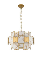 Luminosity Designs Ltd - Bardot 59cm Round Pendant/Semi Flush Faux Alabaster With Metal Panel Art Deco Style Light, 12 x E14, 1.5m Chain - Luminosity Designs Ltd