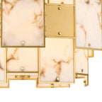 Luminosity Designs Ltd - Bardot 59cm Round Pendant/Semi Flush Faux Alabaster With Metal Panel Art Deco Style Light, 12 x E14, 1.5m Chain - Luminosity Designs Ltd