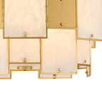 Luminosity Designs Ltd - Bardot 59cm Round Pendant/Semi Flush Faux Alabaster With Metal Panel Art Deco Style Light, 12 x E14, 1.5m Chain - Luminosity Designs Ltd