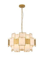 Luminosity Designs Ltd - Bardot 59cm Round Pendant/Semi Flush Faux Alabaster With Metal Panel Art Deco Style Light, 12 x E14, 1.5m Chain - Luminosity Designs Ltd
