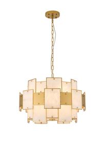 Luminosity Designs Ltd - Bardot 59cm Round Pendant/Semi Flush Faux Alabaster With Metal Panel Art Deco Style Light, 12 x E14, 1.5m Chain - Luminosity Designs Ltd