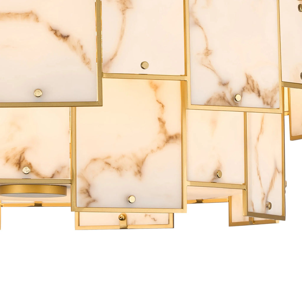 Luminosity Designs Ltd - Bardot 74cm Round Pendant/Semi Flush Faux Alabaster Art Deco Style Light, 17 x E14, 2m Chain - Luminosity Designs Ltd