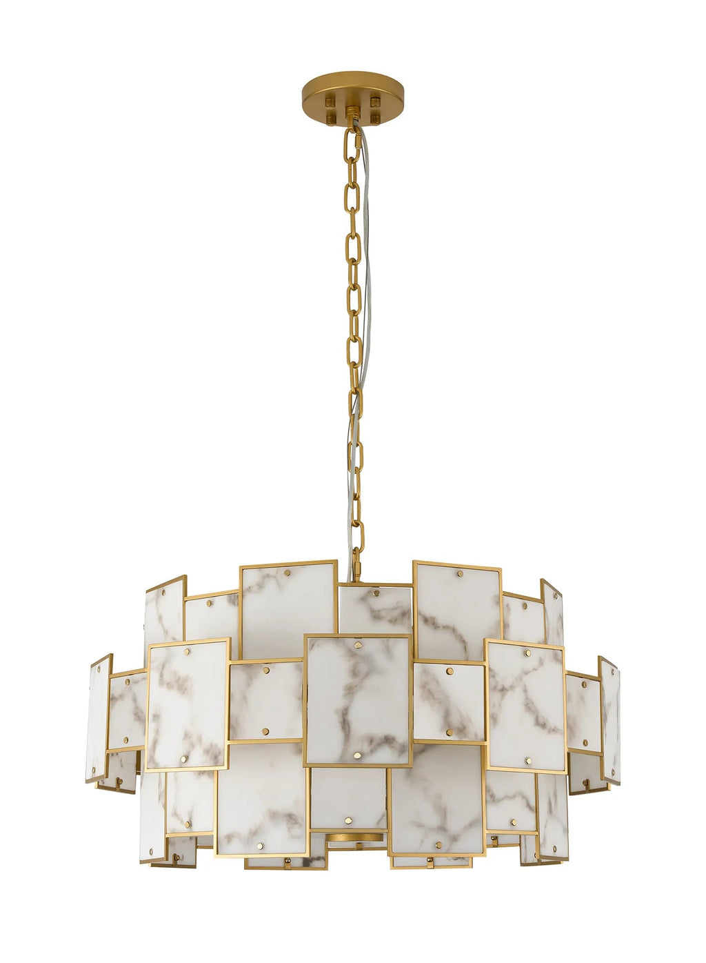 Luminosity Designs Ltd - Bardot 74cm Round Pendant/Semi Flush Faux Alabaster Art Deco Style Light, 17 x E14, 2m Chain - Luminosity Designs Ltd