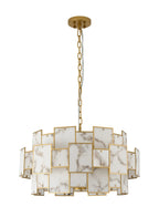 Luminosity Designs Ltd - Bardot 74cm Round Pendant/Semi Flush Faux Alabaster Art Deco Style Light, 17 x E14, 2m Chain - Luminosity Designs Ltd