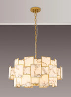 Luminosity Designs Ltd - Bardot 74cm Round Pendant/Semi Flush Faux Alabaster Art Deco Style Light, 17 x E14, 2m Chain - Luminosity Designs Ltd