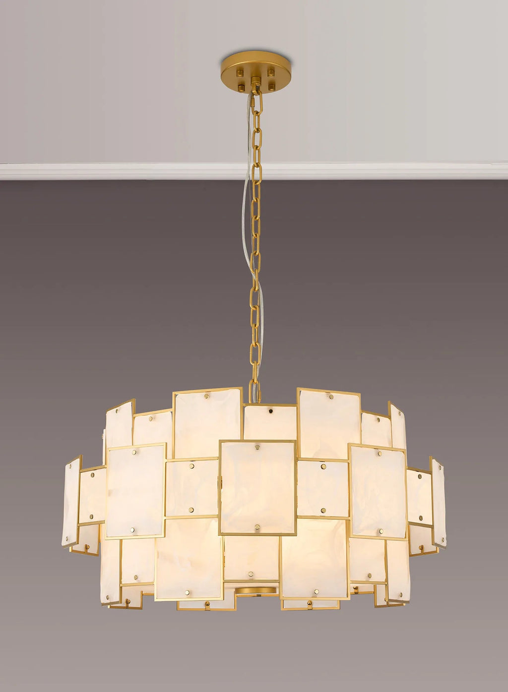 Luminosity Designs Ltd - Bardot 74cm Round Pendant/Semi Flush Faux Alabaster Art Deco Style Light, 17 x E14, 2m Chain - Luminosity Designs Ltd