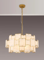 Luminosity Designs Ltd - Bardot 74cm Round Pendant/Semi Flush Faux Alabaster Art Deco Style Light, 17 x E14, 2m Chain - Luminosity Designs Ltd