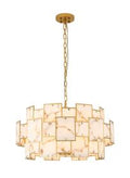 Luminosity Designs Ltd - Bardot 74cm Round Pendant/Semi Flush Faux Alabaster Art Deco Style Light, 17 x E14, 2m Chain - Luminosity Designs Ltd