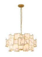 Luminosity Designs Ltd - Bardot 74cm Round Pendant/Semi Flush Faux Alabaster Art Deco Style Light, 17 x E14, 2m Chain - Luminosity Designs Ltd