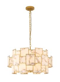 Luminosity Designs Ltd - Bardot 74cm Round Pendant/Semi Flush Faux Alabaster Art Deco Style Light, 17 x E14, 2m Chain - Luminosity Designs Ltd