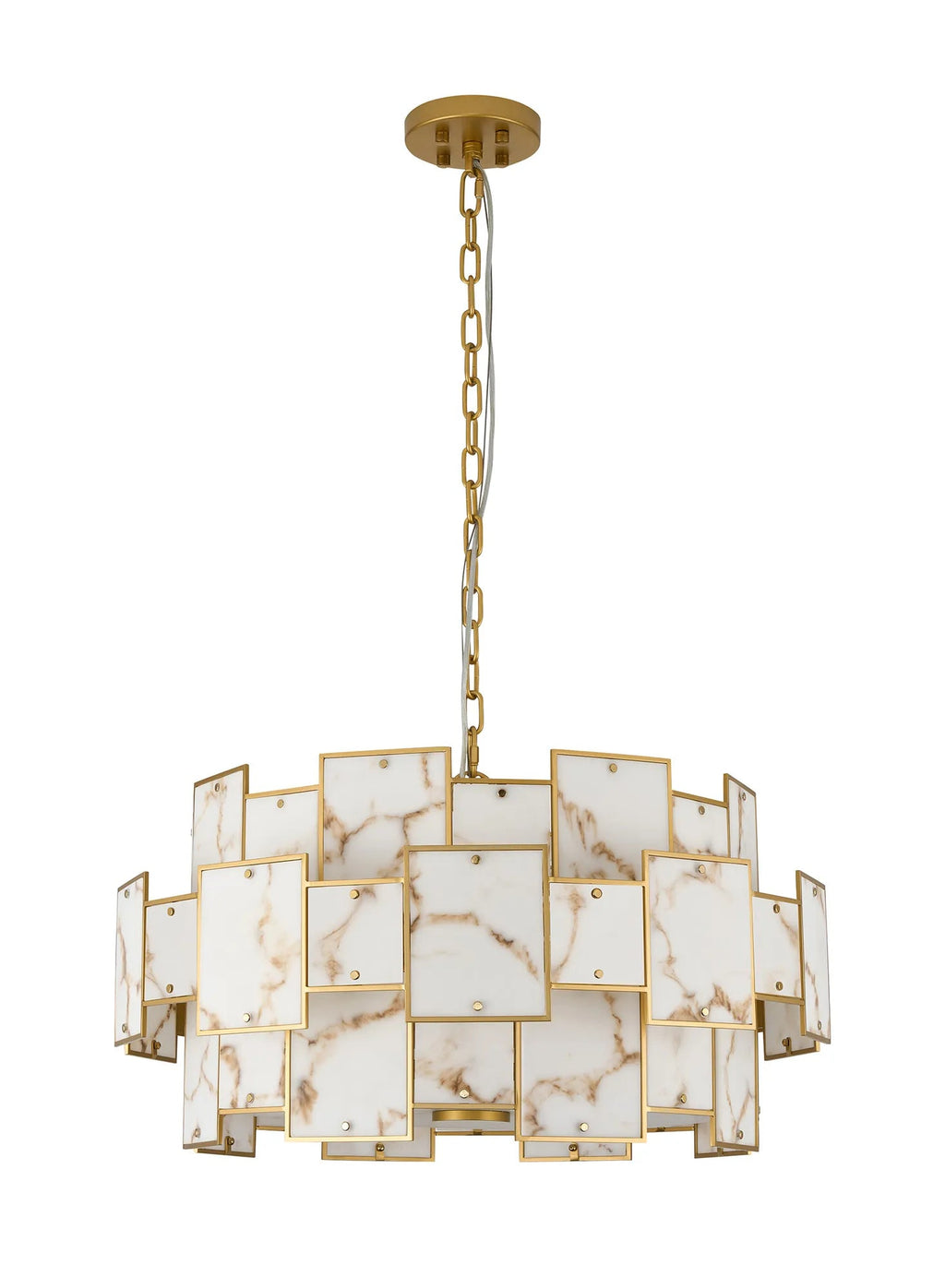Luminosity Designs Ltd - Bardot 74cm Round Pendant/Semi Flush Faux Alabaster Art Deco Style Light, 17 x E14, 2m Chain - Luminosity Designs Ltd