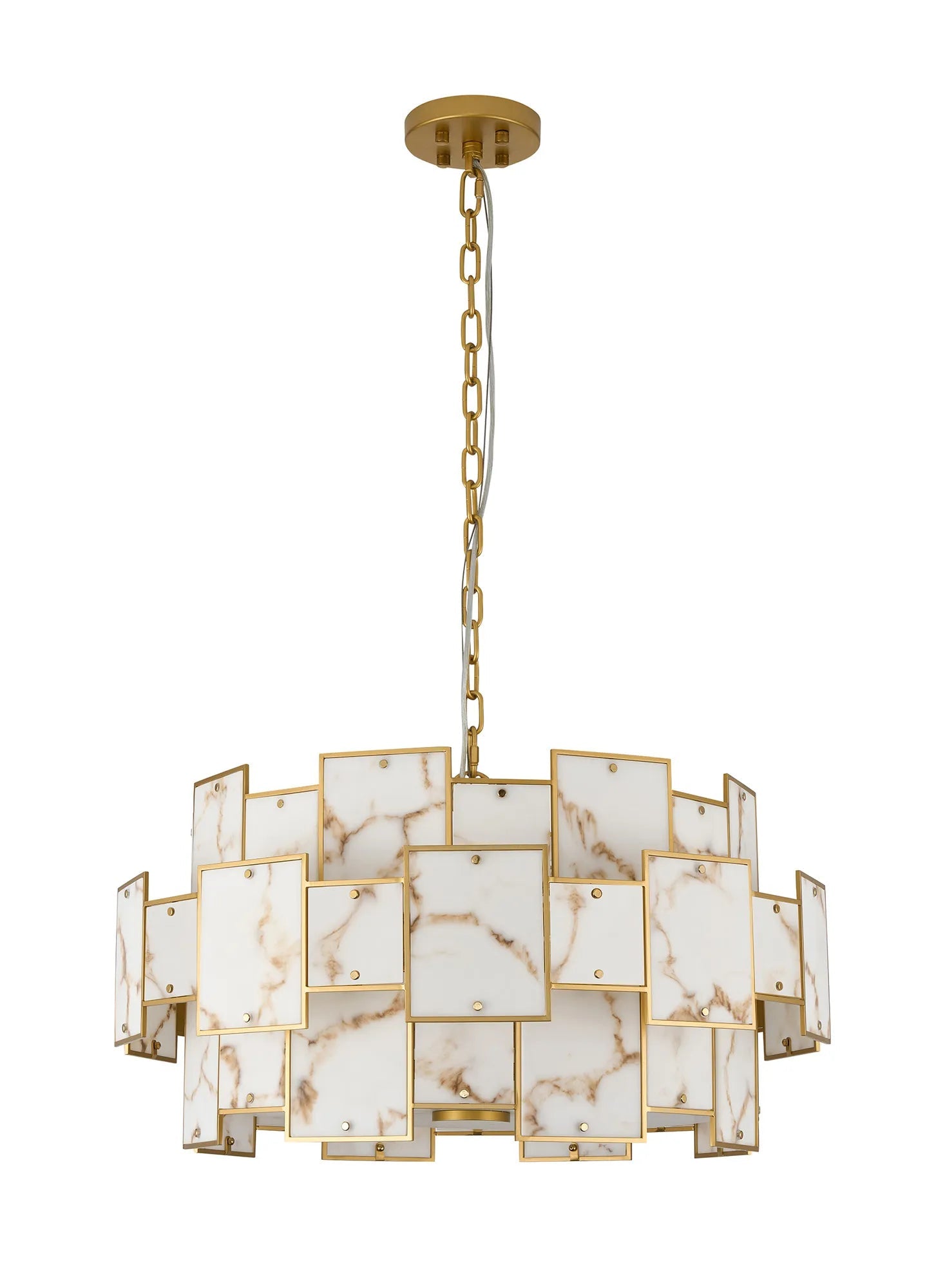 Luminosity Designs Ltd - Bardot 74cm Round Pendant/Semi Flush Faux Alabaster Art Deco Style Light, 17 x E14, 2m Chain - Luminosity Designs Ltd