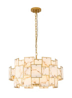 Luminosity Designs Ltd - Bardot 74cm Round Pendant/Semi Flush Faux Alabaster Art Deco Style Light, 17 x E14, 2m Chain - Luminosity Designs Ltd