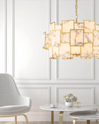 Luminosity Designs Ltd - Bardot 74cm Round Pendant/Semi Flush Faux Alabaster Art Deco Style Light, 17 x E14, 2m Chain - Luminosity Designs Ltd