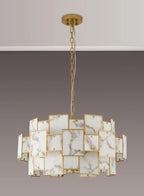 Luminosity Designs Ltd - Bardot 74cm Round Pendant/Semi Flush Faux Alabaster Art Deco Style Light, 17 x E14, 2m Chain - Luminosity Designs Ltd