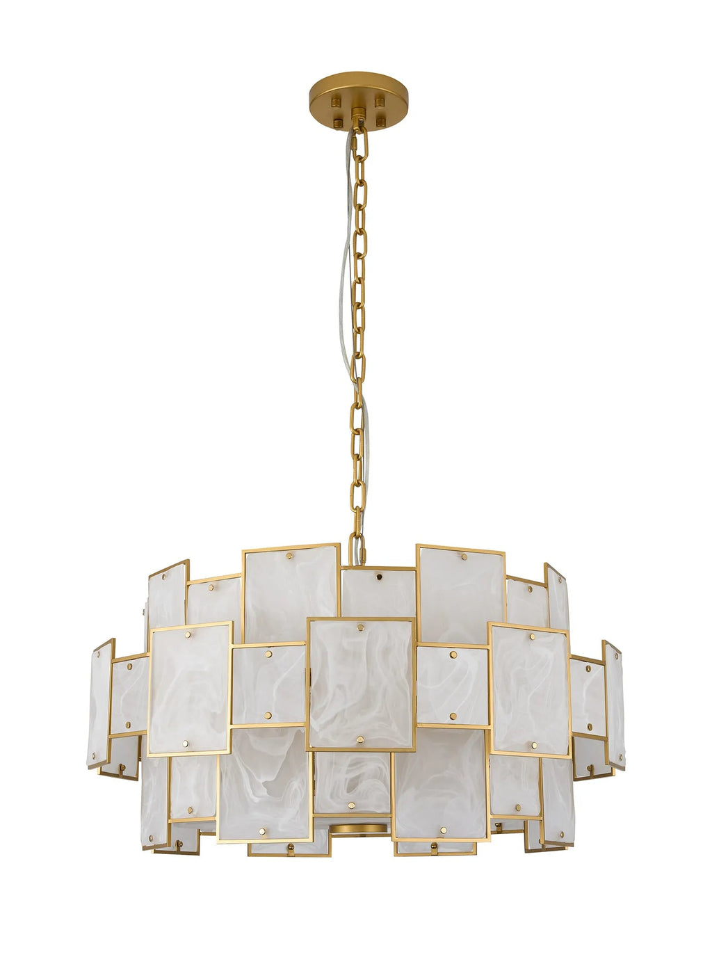 Luminosity Designs Ltd - Bardot 74cm Round Pendant/Semi Flush Faux Alabaster Art Deco Style Light, 17 x E14, 2m Chain - Luminosity Designs Ltd