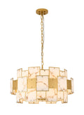Luminosity Designs Ltd - Bardot 74cm Round Pendant/Semi Flush Faux Alabaster With Metal Plates Art Deco Style Light, 17 x E14, 2m Chain - Luminosity Designs Ltd